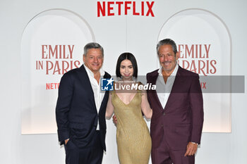 2024-09-10 - CEO of Netflix Ted Sarandos,Lily Collins and Darren Star attends 