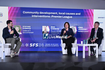 2024-11-19 - Stefano D'Errico COMMUNITY SOCCER REPORT, Emma Joussement PREMIER LEAGUE and Mike Summers PALACE FOR LIFE FOUNDATION during the Social Football Summit 2024 at the Olympic Stadium on November 19, 2024 in Rome, Italy. - SOCIAL FOOTBALL SUMMIT 2024 - NEWS - VIP