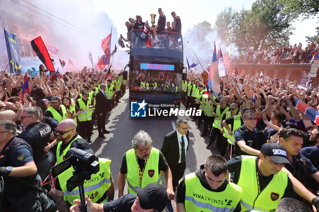 The Bologna FC soccer team takes a lap of honor on an open-top bus through the city streets with the recently won Italian Cup - NEWS - EVENTS