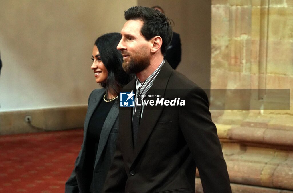 Leo Messi and Antonella Roccuzzo during an audience with the awarded the Princess of Asturias awards 2026 in Oviedo, on Friday 23 October 2026 - NEWS - VIP