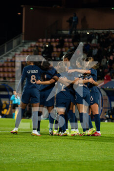 2014-01-24 - Eve Perisset of France celebrates with teammates after scoring during the FIFA Women's World Cup 2023, Qualifiers Group I football match between France and Estonia on October 22, 2021 at Dominique Duvauchelle stadium in Créteil, France - FIFA WOMEN'S WORLD CUP 2023, QUALIFIERS - FRANCE VS ESTONIA - FIFA WORLD CUP - SOCCER