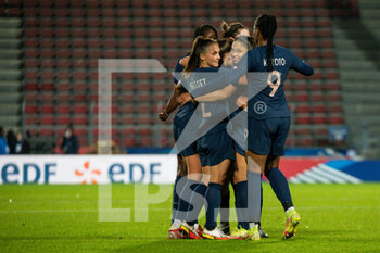 2014-01-24 - Eve Perisset of France and Delphine Cascarino of France celebrate the goal during the FIFA Women's World Cup 2023, Qualifiers Group I football match between France and Estonia on October 22, 2021 at Dominique Duvauchelle stadium in Créteil, France - FIFA WOMEN'S WORLD CUP 2023, QUALIFIERS - FRANCE VS ESTONIA - FIFA WORLD CUP - SOCCER