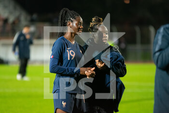 2014-01-24 - Naomie Feller of France and Sandy Baltimore of France celebrate the victory after the FIFA Women's World Cup 2023, Qualifiers Group I football match between France and Estonia on October 22, 2021 at Dominique Duvauchelle stadium in Créteil, France - FIFA WOMEN'S WORLD CUP 2023, QUALIFIERS - FRANCE VS ESTONIA - FIFA WORLD CUP - SOCCER