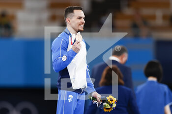 2020-08-02 - PETROUNIAS Eleftherios (GRE) Bronze Medal during the Olympic Games Tokyo 2020, Artistic Gymnastics Men's Apparatus Rings Final on August 2, 2021 at Ariake Gymnastics Centre in Tokyo, Japan - Photo Kanami Yoshimura / Photo Kishimoto / DPPI - OLYMPIC GAMES TOKYO 2020, AUGUST 02, 2021 - OLYMPIC GAMES TOKYO 2020 - OLYMPIC GAMES