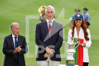 2021-09-05 - Franco Chimenti Giovanni Malago’ and Lavinia Biagiotti during the 4 round of the DS Automobiles 78th Italian Golf Open at Marco Simone Golf Club on September 05, 2021 in Rome Italy - DS AUTOMOBILES 78° OPEN D'ITALIA - GOLF - OTHER SPORTS