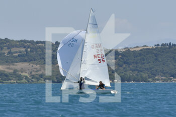 2021-08-07 - B. Kouwenhoven and J. Kouwenhoven, NED 55, during the fourth race of the Master 470 Cup, on Lake of Bracciano, 7th of August 2021 - SAILING 470 MASTER CUP 2021 - SAILING - OTHER SPORTS