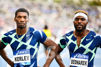 2021-08-28 - Fred Kerley (left) of the USA and Kenneth "Kenny" Bednarek (Men's 200m) of the USA competes during the IAAF Wanda Diamond League, Meeting de Paris Athletics event on August 28, 2021 at Charlety stadium in Paris, France - Photo Victor Joly / DPPI - IAAF WANDA DIAMOND LEAGUE, MEETING DE PARIS 2021 - INTERNATIONALS - ATHLETICS
