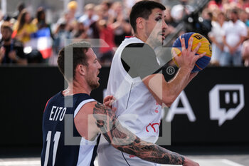 2021-09-12 - Aleksandar Ratkov (Serbia) and Antoine
Eito (France) in action - FIBA 3X3 EUROPE CUP 2021 - EUROCUP - BASKETBALL