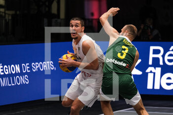 2021-09-12 - Mihailo Vasic (Serbia) and Ignas Razutis (Lithuania) in action during the final of the FIBA 3x3 Europe Cup 2021 - FIBA 3X3 EUROPE CUP 2021 - EUROCUP - BASKETBALL