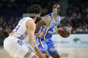 2021-12-02 - Sergio Llull of Real Madrid and Keenan Evans of Maccabi Playtika Tel Aviv during the Turkish Airlines Euroleague basketball match between Real Madrid and Maccabi Playtika Tel Aviv on December 2, 2021 at Wizink Center in Madrid, Spain - REAL MADRID VS MACCABI PLAYTIKA TEL AVIV - EUROLEAGUE - BASKETBALL