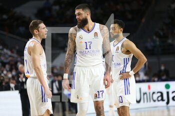 2021-12-02 - Fabien Causeur and Vincent Poirier of Real Madrid during the Turkish Airlines Euroleague basketball match between Real Madrid and Maccabi Playtika Tel Aviv on December 2, 2021 at Wizink Center in Madrid, Spain - REAL MADRID VS MACCABI PLAYTIKA TEL AVIV - EUROLEAGUE - BASKETBALL