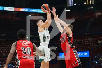 2021-12-14 - Ioannis Papapetrou from Panathinaikos Superfood Athens thwarted by Nicolò Melli (AX Armani Exchange Olimpia Milano)  - A|X ARMANI EXCHANGE MILANO VS PANATHINAIKOS SUPERFOOD ATHENS - EUROLEAGUE - BASKETBALL