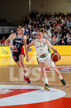 2021-11-14 - Marine Johannes of France and Santa Baltkojiene of Lithuania fight for the ball during the FIBA Women's EuroBasket 2023, Qualifiers Group B Basketball match between France and Lithuania on November 14, 2021 at Palacium in Villeneuve-d'Ascq, France - FIBA WOMEN'S EUROBASKET 2023, QUALIFIERS GROUP B - FRANCE VS LITHUANIA - INTERNATIONALS - BASKETBALL