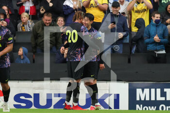 2021-07-28 - Heung-Min Son (7) of Tottenham Hotspur scores a goal and celebrates 0-2 during the Pre-Season Friendly football match between Milton Keynes Dons and Tottenham Hotspur on July 28, 2021 at Stadium MK in Milton Keynes, England - Photo Dennis Goodwin / ProSportsImages / DPPI - MILTON KEYNES DONS VS TOTTENHAM HOTSPUR - FRIENDLY MATCH - SOCCER