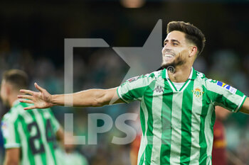 2021-08-07 - Alex Moreno of Real Betis celebrates a goal during the Pre-Season friendly football match between Real Betis Balompie and AS Roma on August 7, 2021 at Benito Villamarin stadium in Sevilla, Spain - Photo Joaquin Corchero / Spain DPPI / DPPI - REAL BETIS BALOMPIE VS AS ROMA - FRIENDLY MATCH - SOCCER