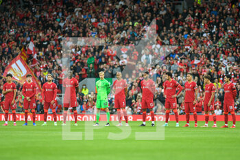 2021-08-09 - Liverpool players before the Pre-Season Friendly football match between Liverpool and Osasuna on August 9, 2021 at Anfield in Liverpool, England - Photo Philip Bryan / ProSportsImages / DPPI - PRE-SEASON FRIENDLY FOOTBALL MATCH LIVERPOOL VS OSASUNA - FRIENDLY MATCH - SOCCER