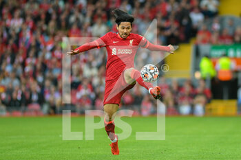 2021-08-09 - Liverpool's forward Takumi Minamino during the Pre-Season Friendly football match between Liverpool and Osasuna on August 9, 2021 at Anfield in Liverpool, England - Photo Philip Bryan / ProSportsImages / DPPI - PRE-SEASON FRIENDLY FOOTBALL MATCH LIVERPOOL VS OSASUNA - FRIENDLY MATCH - SOCCER