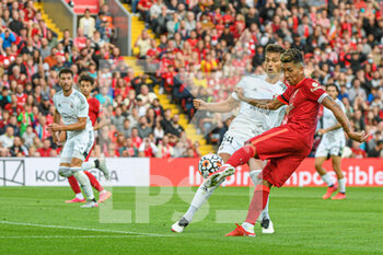 2021-08-09 - Liverpool's forward Roberto Firmino, Lucas Torro of Osasuna during the Pre-Season Friendly football match between Liverpool and Osasuna on August 9, 2021 at Anfield in Liverpool, England - Photo Philip Bryan / ProSportsImages / DPPI - PRE-SEASON FRIENDLY FOOTBALL MATCH LIVERPOOL VS OSASUNA - FRIENDLY MATCH - SOCCER