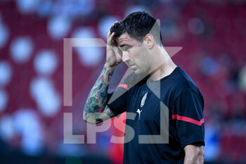 2021-08-14 - Alessio Romagnoli (Milan) disappointed portrait during warm up - AC MILAN VS PANATHINAIKOS FC - FRIENDLY MATCH - SOCCER