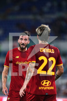 2021-08-14 - Bryan Cristante (L) and Nicolo' Zaniolo (R) of Roma talk each other during the Pre-Season Friendly football match between AS Roma and Raja Casablanca on August 14, 2021 at Stadio Olimpico in Rome, Italy - Photo Federico Proietti / DPPI - AS ROMA VS RAJA CASABLANCA - FRIENDLY MATCH - SOCCER