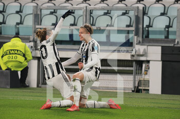 2021-12-16 - Lina Mona Andrea Hurtig (Juventus Women) and Cristiana Girelli (Juventus Women) celebrates the goal -  JUVENTUS VS SERVETTE - UEFA CHAMPIONS LEAGUE WOMEN - SOCCER