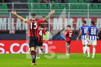 2021-11-03 - Alessio Romagnoli of AC Milan gestures during the UEFA Champions League 2021/22 Group Stage - Group B football match between AC Milan and FC Porto at Giuseppe Meazza Stadium, Milan, Italy on November 03, 2021 - AC MILAN VS FC PORTO - UEFA CHAMPIONS LEAGUE - SOCCER