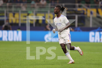 2021-09-15 - Eduardo Camavinga of Real Madrid CF in action during the UEFA Champions League 2021/22 Group Stage - Group D football match between FC Internazionale and Real Madrid CF at Giuseppe Meazza Stadium, Milan, Italy on September 15, 2021 - GROUP D - INTER - FC INTERNAZIONALE VS REAL MADRID - UEFA CHAMPIONS LEAGUE - SOCCER