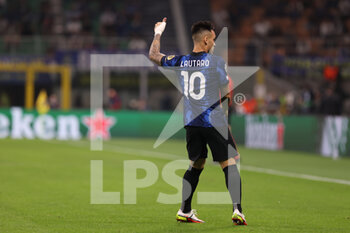 2021-09-15 - Lautaro Martinez of FC Internazionale gestures during the UEFA Champions League 2021/22 Group Stage - Group D football match between FC Internazionale and Real Madrid CF at Giuseppe Meazza Stadium, Milan, Italy on September 15, 2021 - GROUP D - INTER - FC INTERNAZIONALE VS REAL MADRID - UEFA CHAMPIONS LEAGUE - SOCCER