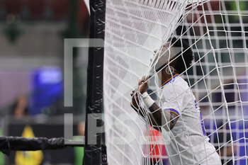 2021-09-15 - Vinícius Júnior of Real Madrid CF reacts during the UEFA Champions League 2021/22 Group Stage - Group D football match between FC Internazionale and Real Madrid CF at Giuseppe Meazza Stadium, Milan, Italy on September 15, 2021 - GROUP D - INTER - FC INTERNAZIONALE VS REAL MADRID - UEFA CHAMPIONS LEAGUE - SOCCER