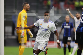 2021-09-15 - Rodrygo of Real Madrid CF scores winning goal during the UEFA Champions League 2021/22 Group Stage - Group D football match between FC Internazionale and Real Madrid CF at Giuseppe Meazza Stadium, Milan, Italy on September 15, 2021 - GROUP D - INTER - FC INTERNAZIONALE VS REAL MADRID - UEFA CHAMPIONS LEAGUE - SOCCER