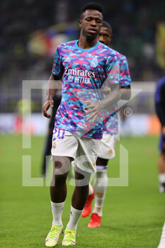 2021-09-15 - Vinícius Júnior of Real Madrid CF warms up during the UEFA Champions League 2021/22 Group Stage - Group D football match between FC Internazionale and Real Madrid CF at Giuseppe Meazza Stadium, Milan, Italy on September 15, 2021 - GROUP D - INTER - FC INTERNAZIONALE VS REAL MADRID - UEFA CHAMPIONS LEAGUE - SOCCER