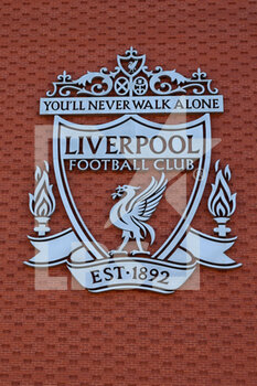 2021-09-15 - Liverpool FC logo outside Anfield Stadium - GROUP B - LIVERPOOL FC VS AC MILAN - UEFA CHAMPIONS LEAGUE - SOCCER