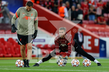 2021-09-15 - Adrian (Liverpool FC) warming up before the match - GROUP B - LIVERPOOL FC VS AC MILAN - UEFA CHAMPIONS LEAGUE - SOCCER