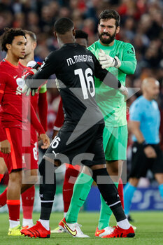 2021-09-15 - Alisson Becker (Liverpool FC) and Mike Maignan (AC Milan) - GROUP B - LIVERPOOL FC VS AC MILAN - UEFA CHAMPIONS LEAGUE - SOCCER