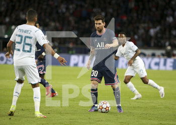 2021-09-28 - Lionel Messi of PSG during the UEFA Champions League, Group A football match between Paris Saint-Germain and Manchester City on September 28, 2021 at Parc des Princes stadium in Paris, France - PARIS SAINT-GERMAIN VS MANCHESTER CITY - UEFA CHAMPIONS LEAGUE - SOCCER