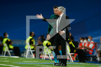 2021-09-28 - Carlo Ancelotti, coach of Real Madrid during the UEFA Champions League, Group D football match between Real Madrid and FC Sheriff Tiraspol on Septenber 28, 2021 at Santiago Bernabeu stadium in Madrid, Spain - REAL MADRID VS FC SHERIFF TIRASPOL - UEFA CHAMPIONS LEAGUE - SOCCER