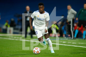2021-09-28 - Vinicius Junior of Real Madrid during the UEFA Champions League, Group D football match between Real Madrid and FC Sheriff Tiraspol on Septenber 28, 2021 at Santiago Bernabeu stadium in Madrid, Spain - REAL MADRID VS FC SHERIFF TIRASPOL - UEFA CHAMPIONS LEAGUE - SOCCER