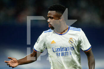 2021-09-28 - Vinicius Junior of Real Madrid during the UEFA Champions League, Group D football match between Real Madrid and FC Sheriff Tiraspol on Septenber 28, 2021 at Santiago Bernabeu stadium in Madrid, Spain - REAL MADRID VS FC SHERIFF TIRASPOL - UEFA CHAMPIONS LEAGUE - SOCCER