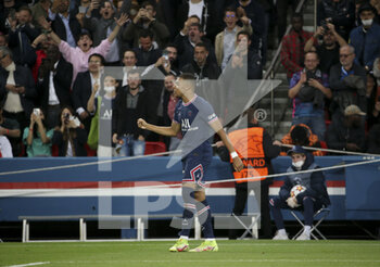 2021-10-19 - Kylian Mbappe of PSG celebrates his goal during the UEFA Champions League Group A football match between Paris Saint-Germain (PSG) and RB Leipzig on October 19, 2021 at Parc des Princes stadium in Paris, France - PARIS SAINT-GERMAIN VS RB LEIPZIG - UEFA CHAMPIONS LEAGUE - SOCCER