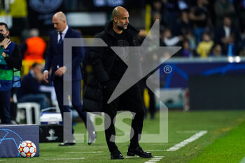2021-10-19 - Coach Pep Guardiola of Manchester City during the UEFA Champions League, Group A football match between Club Brugge KV and Manchester City on October 19, 2021 at Jan Breydelstadion in Bruges, Belgium - CLUB BRUGGE KV VS MANCHESTER CITY - UEFA CHAMPIONS LEAGUE - SOCCER