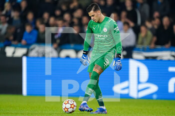 2021-10-19 - Ederson of Manchester City during the UEFA Champions League, Group A football match between Club Brugge KV and Manchester City on October 19, 2021 at Jan Breydelstadion in Bruges, Belgium - CLUB BRUGGE KV VS MANCHESTER CITY - UEFA CHAMPIONS LEAGUE - SOCCER