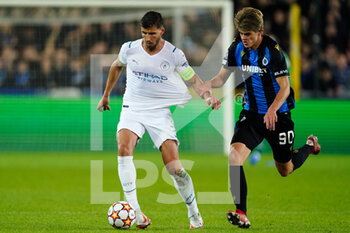 2021-10-19 - Ruben Dias of Manchester City and Charles De Ketelaere of Club Brugge during the UEFA Champions League, Group A football match between Club Brugge KV and Manchester City on October 19, 2021 at Jan Breydelstadion in Bruges, Belgium - CLUB BRUGGE KV VS MANCHESTER CITY - UEFA CHAMPIONS LEAGUE - SOCCER