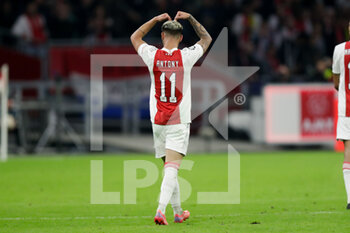 2021-10-19 - Anthony of Ajax celebrates his goal 3-0 during the UEFA Champions League, Group C football match between Ajax and Borussia Dortmund on October 19, 2021 at Johan Cruijff ArenA in Amsterdam, Netherlands - AJAX VS BORUSSIA DORTMUND - UEFA CHAMPIONS LEAGUE - SOCCER