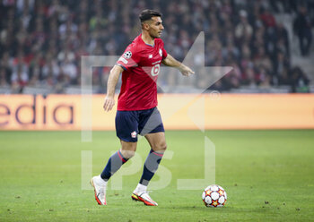 2021-10-20 - Mehmet Zeki Celik of Lille during the UEFA Champions League, Group G football match between Lille OSC (LOSC) and Sevilla FC on October 20, 2021 at Stade Pierre Mauroy in Villeneuve-d'Ascq near Lille, France - LILLE OSC (LOSC) VS SEVILLA FC - UEFA CHAMPIONS LEAGUE - SOCCER