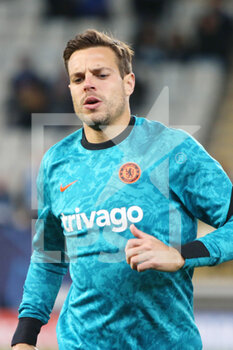 2021-11-02 - César Azpilicueta of FC Chelsea warms up during the UEFA Champions League, Group H football match between Malmo FF and Chelsea FC on November 2, 2021 at Eleda Stadion in Malmo, Sweden - MALMO FF VS CHELSEA FC - UEFA CHAMPIONS LEAGUE - SOCCER