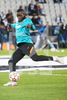 2021-11-02 - Malang Sarr of FC Chelsea warms up during the UEFA Champions League, Group H football match between Malmo FF and Chelsea FC on November 2, 2021 at Eleda Stadion in Malmo, Sweden - MALMO FF VS CHELSEA FC - UEFA CHAMPIONS LEAGUE - SOCCER