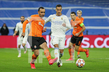 2021-11-03 - Ismaily Goncalves dos Santos of Shaktar Donetsk and Lucas Vazquez of Real Madrid during the UEFA Champions League, Group D football match between Real Madrid and Shakhtar Donetsk on November 03, 2021 at Santiago Bernabeu stadium in Madrid, Spain - REAL MADRID VS SHAKHTAR DONETSK - UEFA CHAMPIONS LEAGUE - SOCCER
