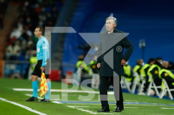 2021-11-03 - Carlo Ancelotti, coach of Real Madrid during the UEFA Champions League, Group D football match between Real Madrid and Shakhtar Donetsk on November 03, 2021 at Santiago Bernabeu stadium in Madrid, Spain - REAL MADRID VS SHAKHTAR DONETSK - UEFA CHAMPIONS LEAGUE - SOCCER