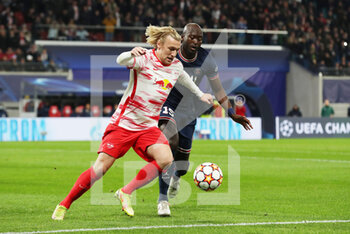 2021-11-03 - Emil Forsberg of Leipzig and Danilo Pereira of Paris Saint-Germain during the UEFA Champions League, Group A football match between RB Leipzig and Paris Saint-Germain on November 3, 2021 at Red Bull Arena in Leipzig, Germany - RB LEIPZIG VS PARIS SAINT-GERMAIN - UEFA CHAMPIONS LEAGUE - SOCCER
