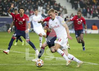 2021-11-23 - Rasmus Kristensen of RB Salzburg during the UEFA Champions League, Group G football match between Lille OSC (LOSC) and FC RB Salzburg on November 23, 2021 at Pierre Mauroy stadium in Villeneuve-d'Ascq near Lille, France - LILLE LOSC VS FC SALZBURG - UEFA CHAMPIONS LEAGUE - SOCCER